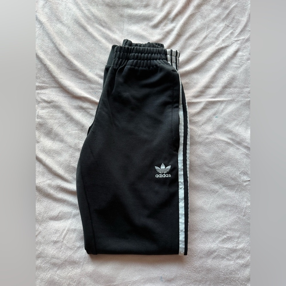 Adidas Black Joggers with White Accents